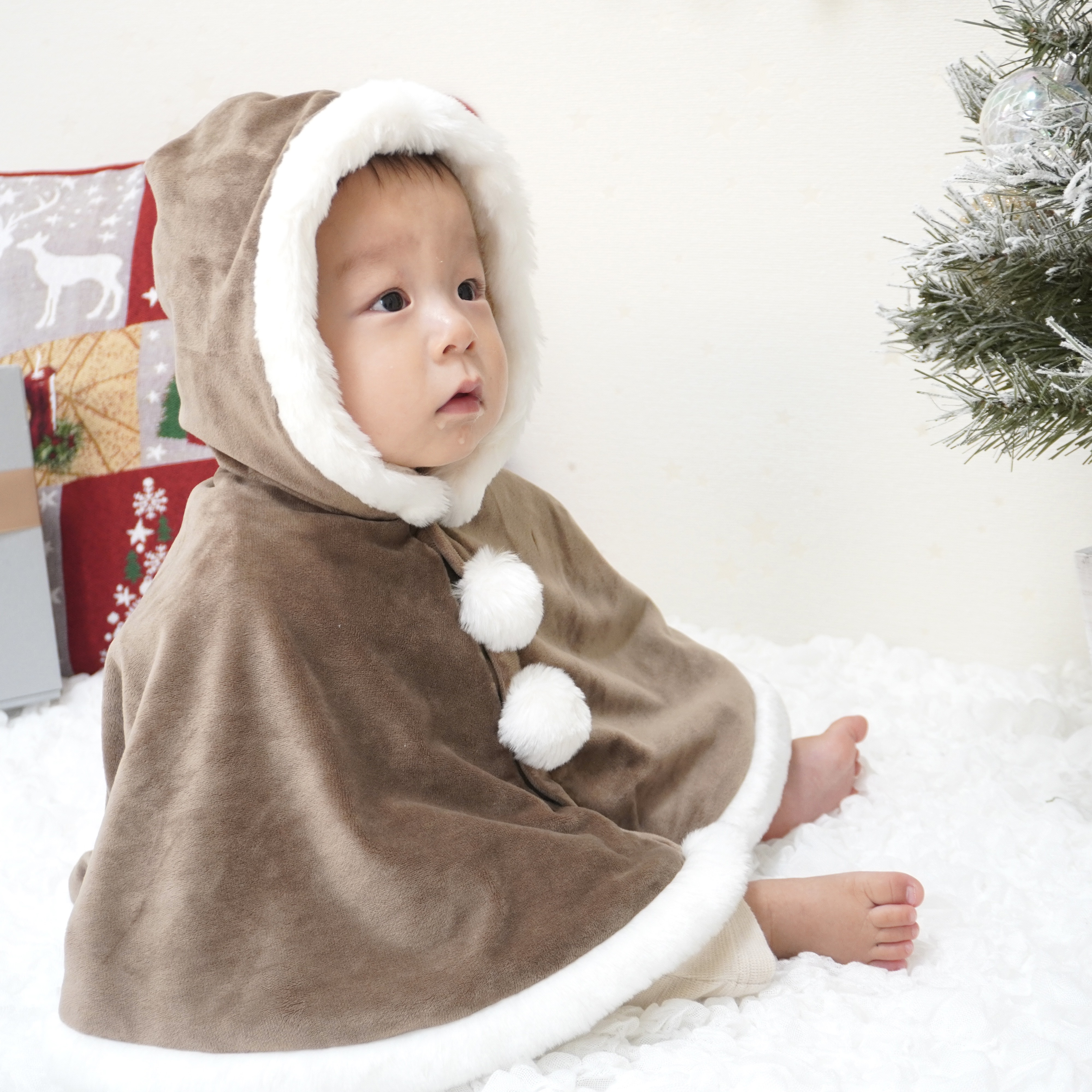 【 ふんわり あったか ✿ ポンチョ 】ベビーコスチューム 冬 ベビーアウター クリスマス 衣装