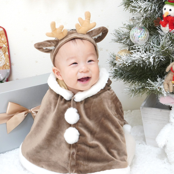 クリスマス★可愛い着ぐるみ トナカイ ベア♡アシメ♪︎サージカルピアス ふんわり あったか ✿ トナカイさん ヘアバンド のみ 】ベビー