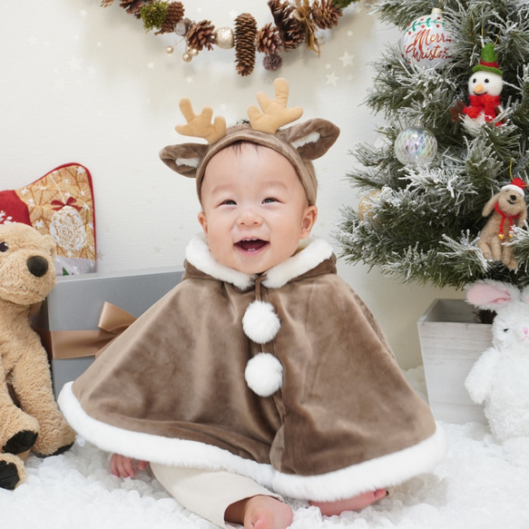 【 ふんわり あったか ✿ トナカイさん ヘアバンド のみ  】ベビーコスチューム トナカイ クリスマス 自宅フォト 5枚目の画像