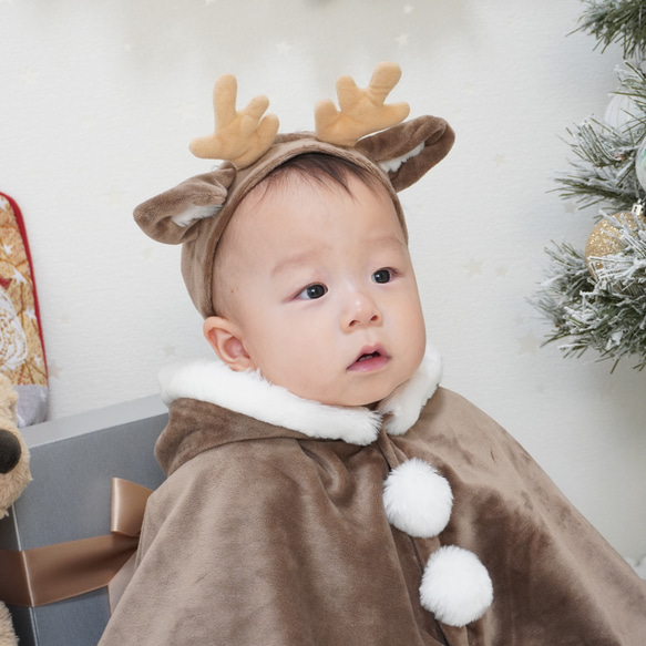 【 ふんわり あったか ✿ トナカイさん ヘアバンド のみ  】ベビーコスチューム トナカイ クリスマス 自宅フォト 10枚目の画像