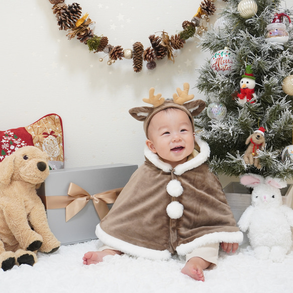 【オーダーページ】ならぶんですポーラーベア＊トナカイコーデ ふんわり あったか ✿トナカイさん ポンチョ + ヘアバンド セット