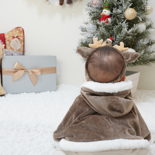 ふんわり あったか ✿トナカイさん ポンチョ + ヘアバンド セット