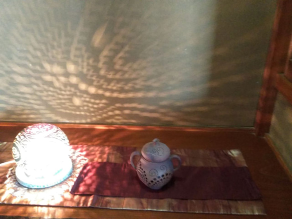 陶器茶香炉ランプ『やすらぎ』（Ko 02）（茶香炉とランプの機能あり） 4枚目の画像