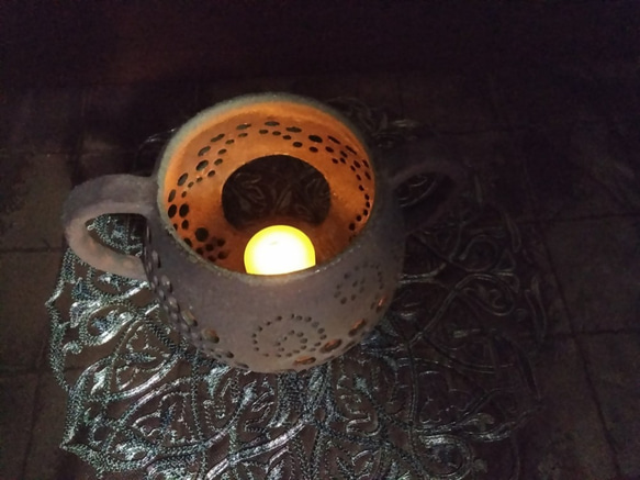 陶器茶香炉ランプ『やすらぎ』（Ko 02）（茶香炉とランプの機能あり） 7枚目の画像
