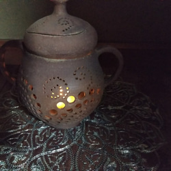 陶器茶香炉ランプ『やすらぎ』（Ko 02）（茶香炉とランプの機能あり） 9枚目の画像