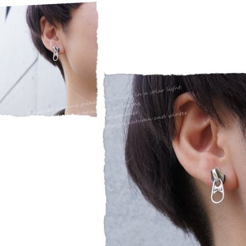 SYU. HOMME FEMM シルバー ピアス 両耳用 キャッチ付き 片耳用 ファスナー シルバーピアス メンズ レディース ジッパー