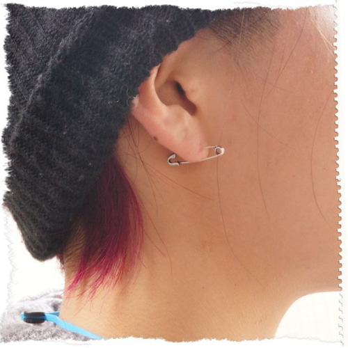 安全ピン シルバーピアス 25mmタイプ シルバー925 安全ピンのピアス