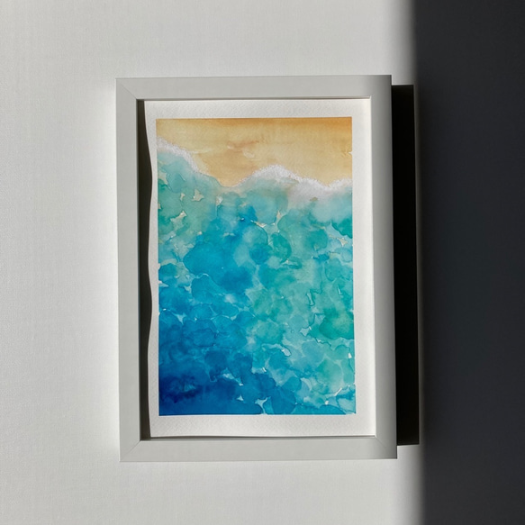 絵画　インテリア　水彩画　海　波　ビーチ 1枚目の画像