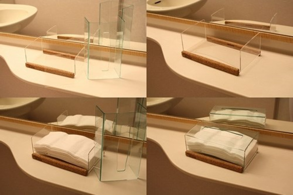 高級感のあるコルクとアクリルのクリスタルティッシュケース（ティッシュボックス） 4枚目の画像