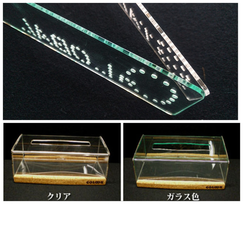 高級感のあるコルクとアクリルのクリスタルティッシュケース