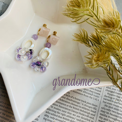 【grandome】shell× handmade beads イヤリング 005♪ 1枚目の画像