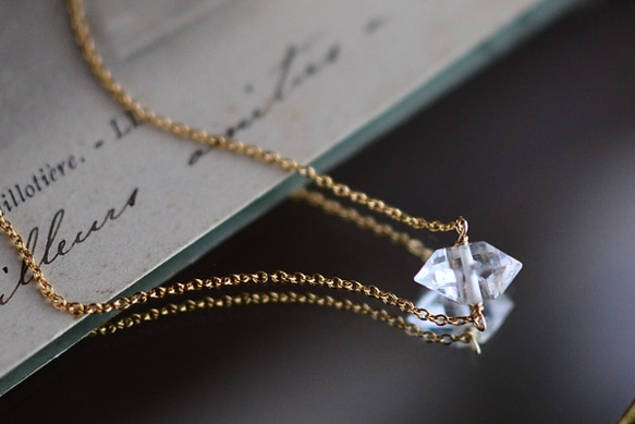 ハーキマーダイヤモンドのネックレス（14kgf） 1枚目の画像