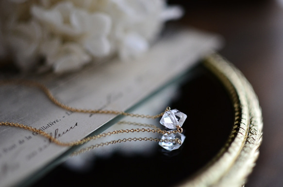 ハーキマーダイヤモンドのネックレス（14kgf） 3枚目の画像