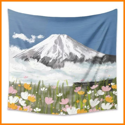 新作！タペストリーE50　金具付き　富士山　景色　花畑　油絵風　ウォールデコ 2枚目の画像