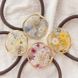 レジンヘアゴム　スターフラワー✨ レジン】紫陽花とスターフラワーのドライフラワーを使って