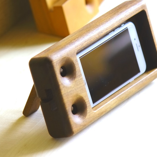 木製スピーカー スマホスタンド P4 ウォールナット スマホ