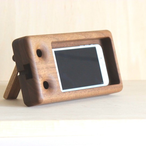木製スピーカー スマホスタンド P4 ウォールナット スマホ