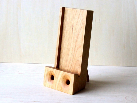 チェリー木製スピーカー　スマホスタンドP2 1枚目の画像