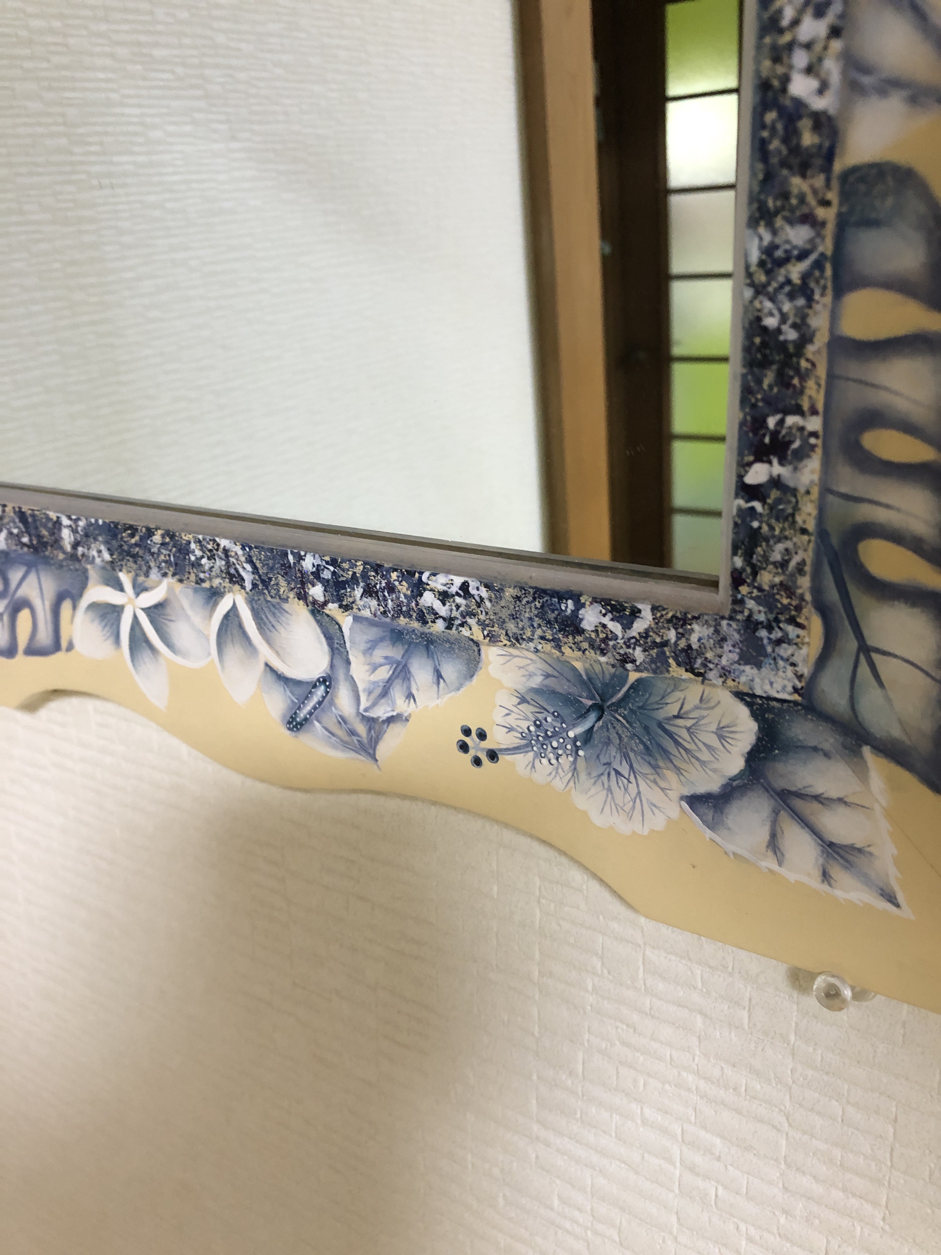 トールペイント　ハワイアン柄　鏡