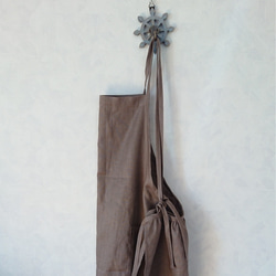 ハンドメイド❣️linenエプロン fog linen work リネンフルエプロン グレーホワイトストライプ