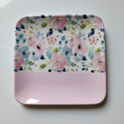 ペアスクエアプレート ポーセラーツ 小皿 ポーセラーツサロン 咲～emi