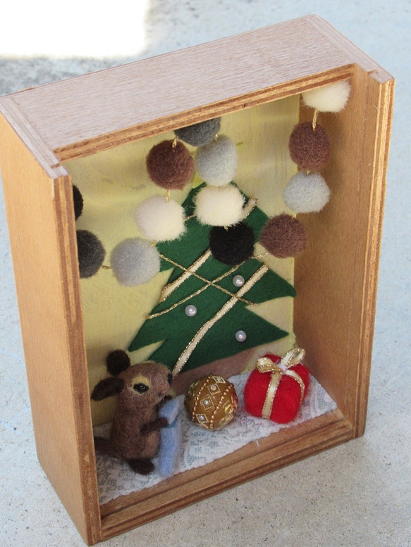 羊毛　デグー　BOX　クリスマス 2枚目の画像