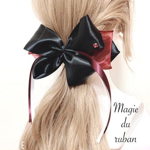 受注生産】《☥》たれうさ耳リボンヘアクリップ (飾り有りタイプ 