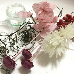 プリザーブド花材☆ピンクレッド系セット☆ハーバリウム等に 2枚目の画像
