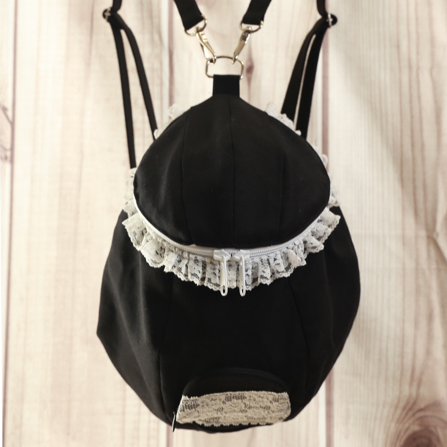 卵型リュック［黒レース］【受注生産】