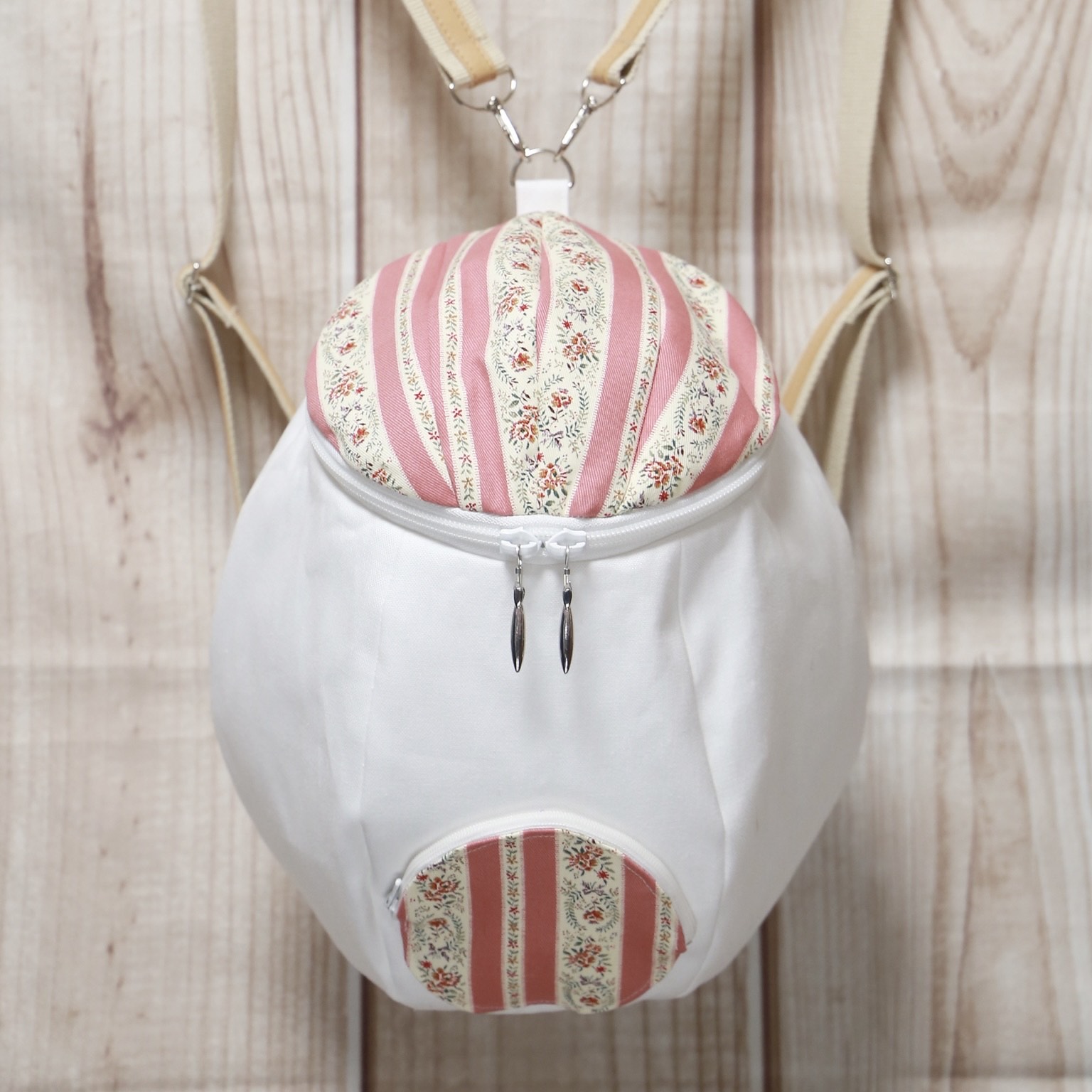 卵型リュック［ピンク_花柄2］【受注生産】