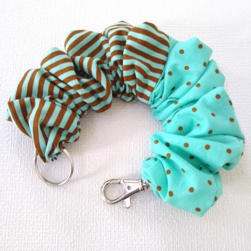 シュシュキーホルダー＊ミントチョコパッチ＊ボーダー×②ドット