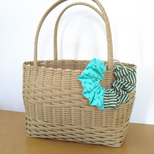 シュシュキーホルダー＊ミントチョコパッチ＊ボーダー×②ドット