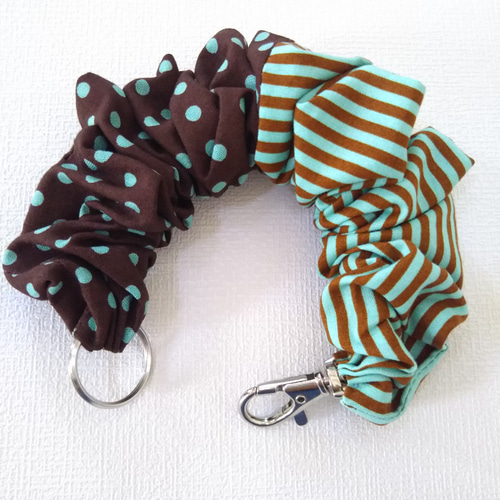 シュシュキーホルダー＊チョコミントパッチ＊ボーダー×④ドット