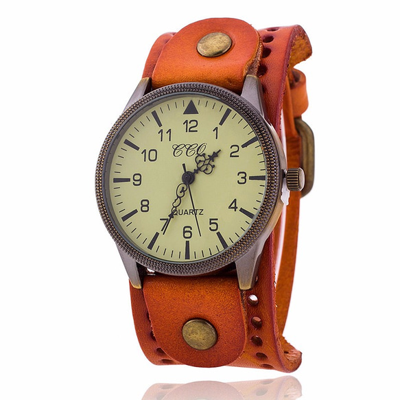 再々々々販ユニセックスタイプの時計付ブレスレットで、年齢・男女問わず人気です。オレンジ 1枚目の画像