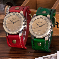 デカタイプ　ユニセックスタイプの時計付ブレスレットで、年齢・男女問わず人気です。ダークブラウン 2枚目の画像