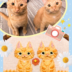 【オーダーメイド】猫ちゃん刺繍壁掛け飾り。完全カスタマイズ可能。名前・記念日入り 5枚目の画像