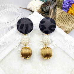 BAEBAE★レオパード柄 14K アクリル イヤリング・ピアス 送料無料 レオパード柄 ピアス ヒョウ柄 アクセサリー