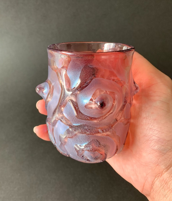 Spiral うず巻き柄グラス（古代紫） 3枚目の画像