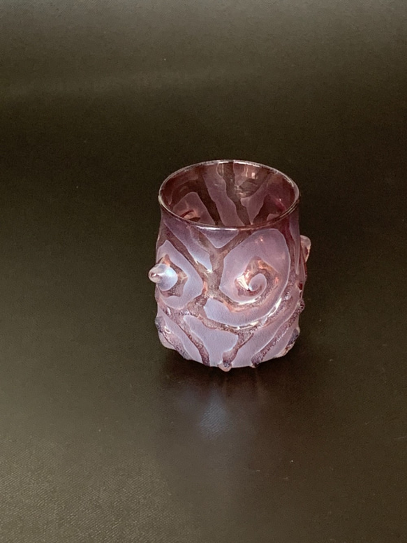 Spiral うず巻き柄グラス（古代紫） 7枚目の画像