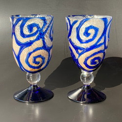 Spiral  青いうずまきワイングラス ペア 1枚目の画像