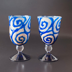 Spiral  青いうずまきワイングラス ペア 4枚目の画像