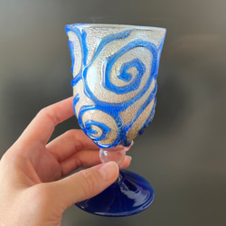 Spiral  青いうずまきワイングラス ペア 10枚目の画像