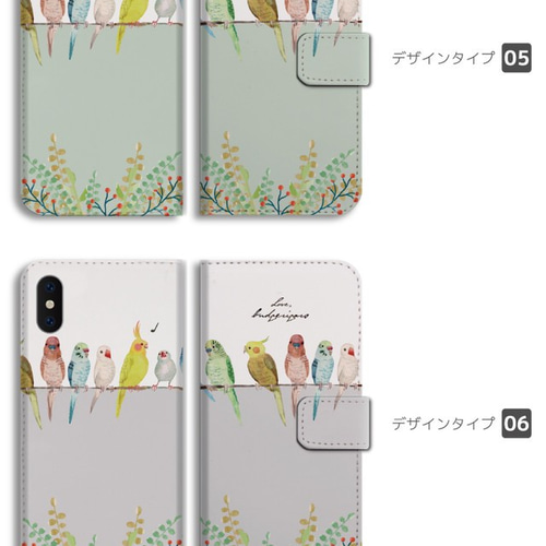 ♢iPhone12mini ケース 手帳型 ホワイト セキセイインコ 花柄