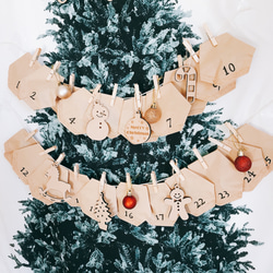【クリスマス 木製 オーナメント 6個セット】レターバナー クリスマスアイテム メリークリスマス　アドベントカレンダー 10枚目の画像
