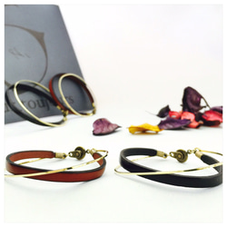 ペア価格 刻印無料 　イタリアンレザー x brassブレスレット 3枚目の画像