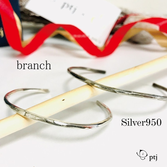ペア価格　刻印無料  silver950   branchバングル 3枚目の画像