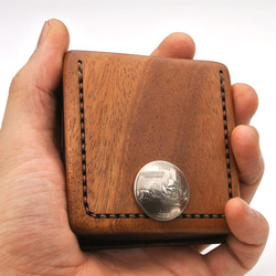[定制：免費送貨] 木製和皮革製成的零錢包 B 第2張的照片