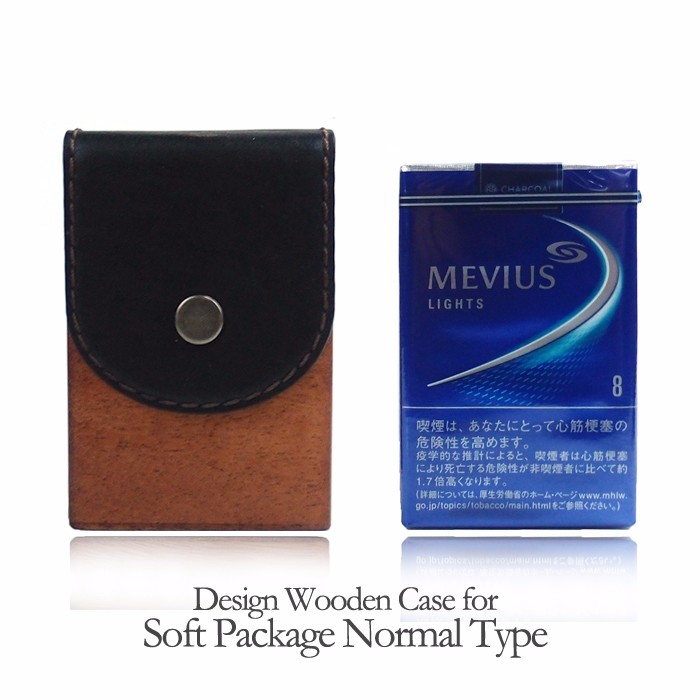 【受注製作：送料無料】 木と革で作った　ソフト専用ケース　B