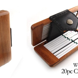 【受注製作：送料無料】　木と革で作った　タバコケース（100's 20本用：両開き） 2枚目の画像