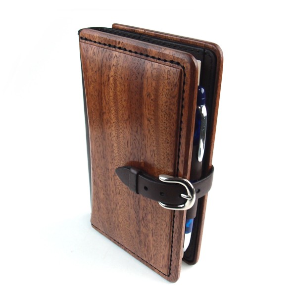 【受注製作：送料無料】　木と革で作った　システム手帳バイブルサイズ Ｂ